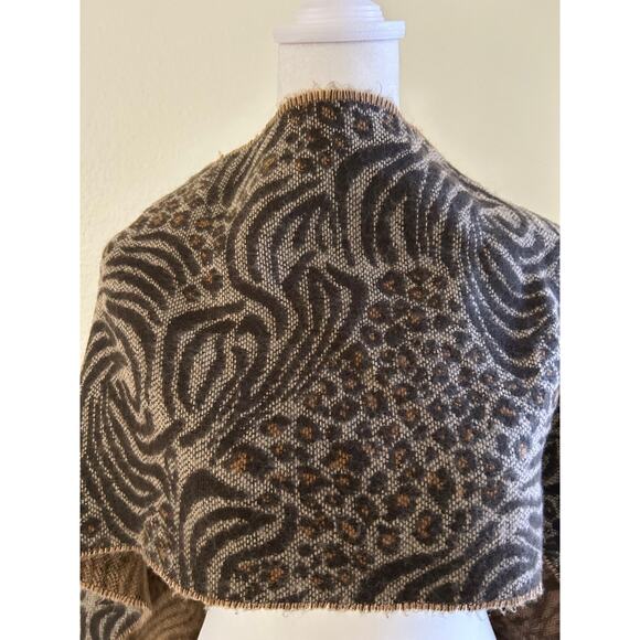 Made in Scotland Scarf Cashmere Animal Print Brown Winter Comfortcore Comfy - Picture 3 of 6